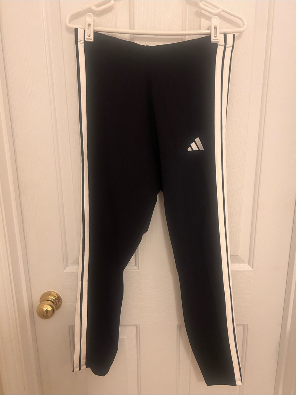 adidas Black Leggings with White Side Stripes